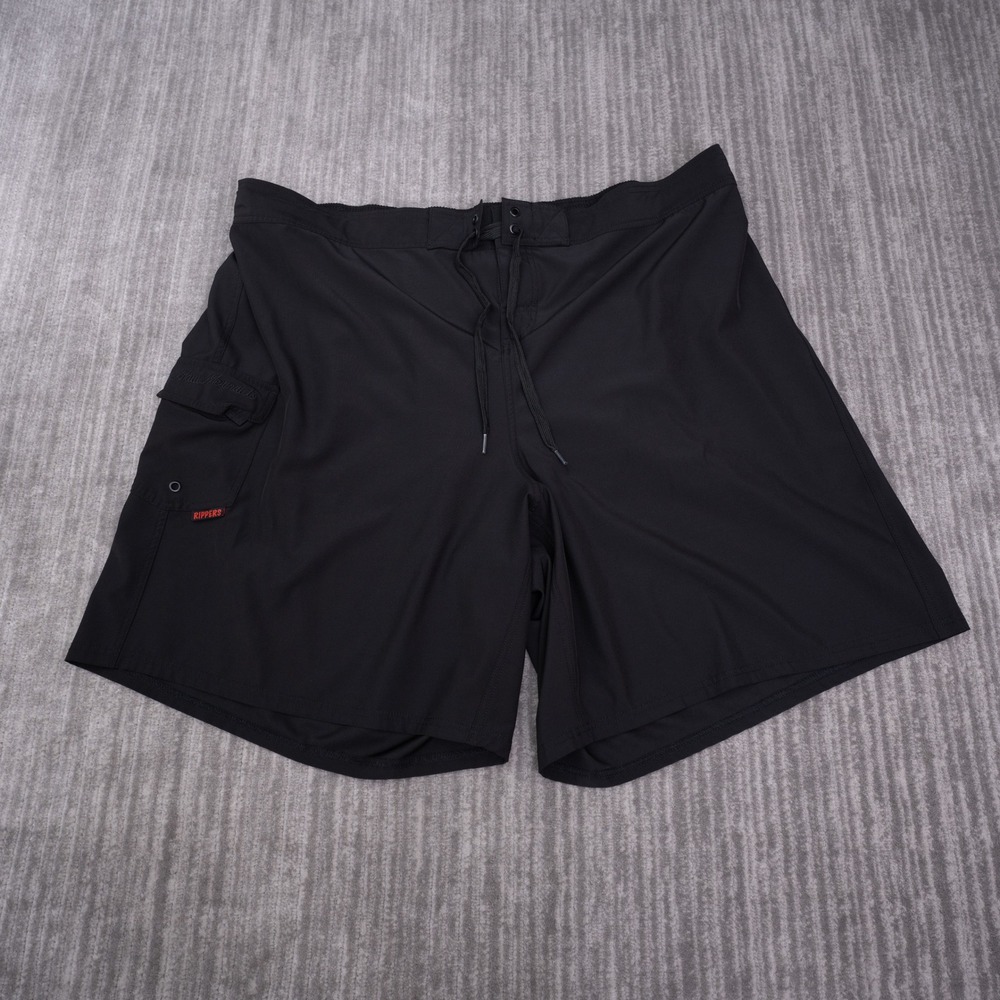 Maui Rippers Board Shorts Mens 4X Black Spandex Cargo Pocket Swim Trunks